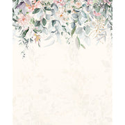Blush eucalyptus drape blind design in white, green, pink and grey, full view